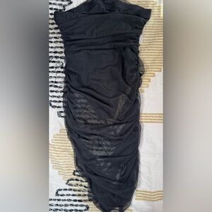Fashion Nova Black Ruched Mesh Dress